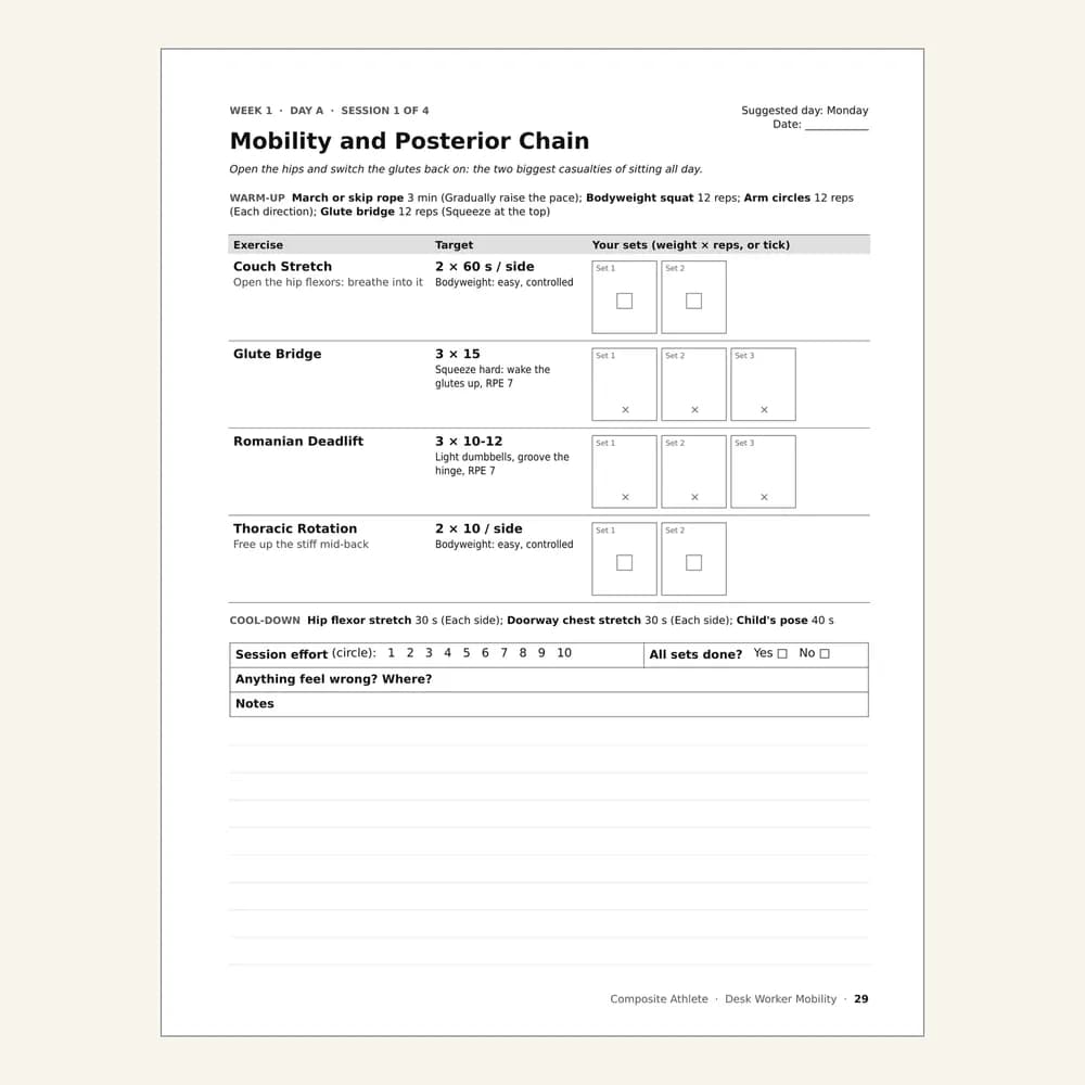 A session page from Desk Worker Mobility
