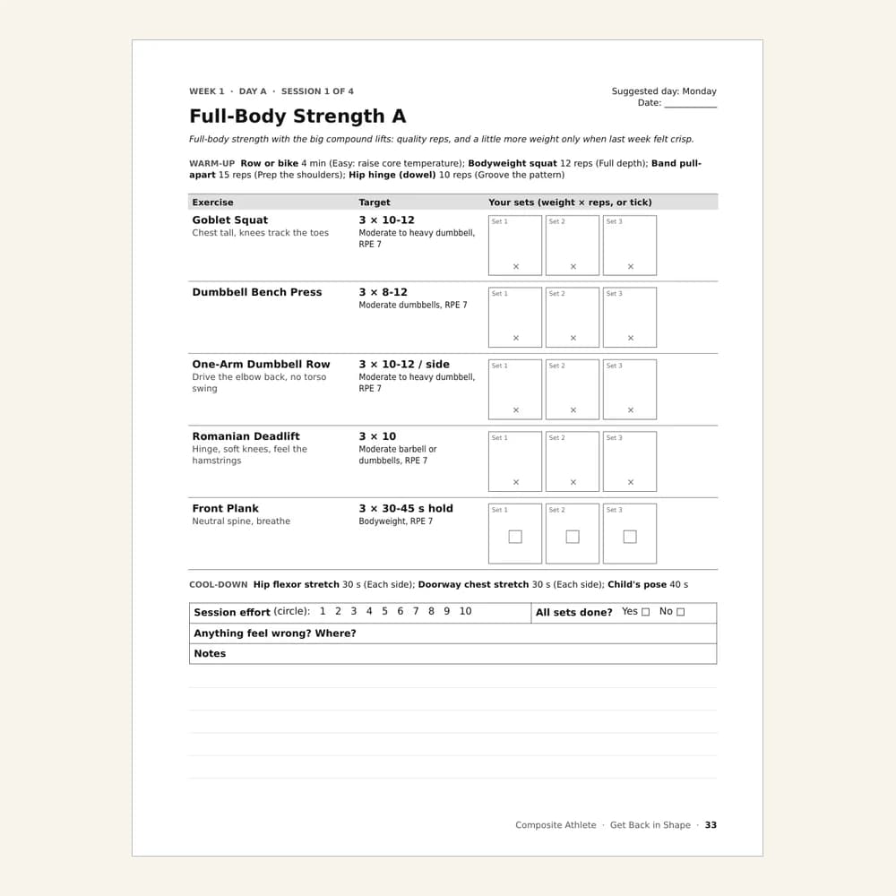 A session page from Get Back in Shape