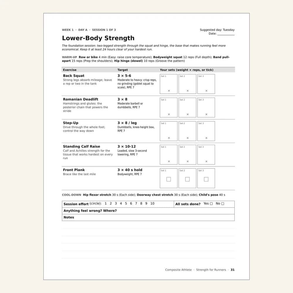A session page from Strength for Runners